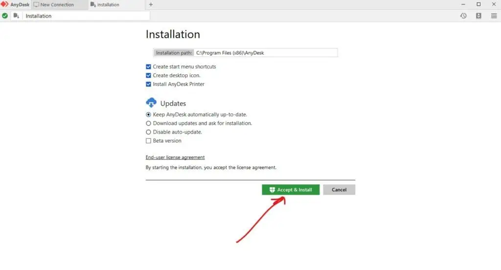 Accept and Install Button