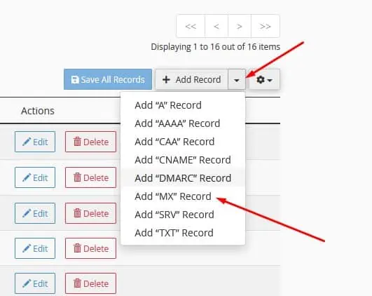 Add MX Record
