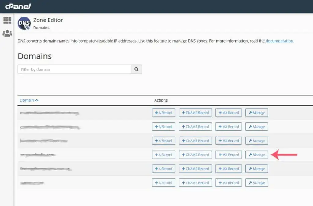 Select Domain to Edit Zone