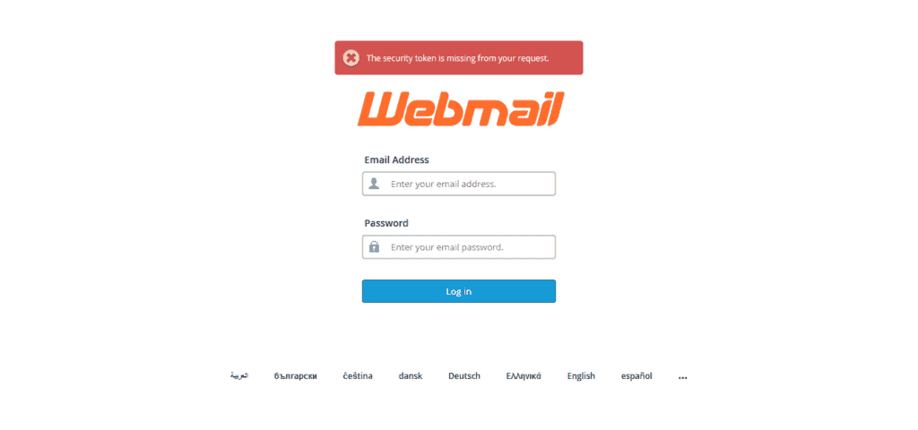 Webmail Login Screen