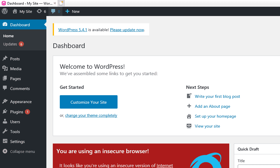 WordPress Dashboard