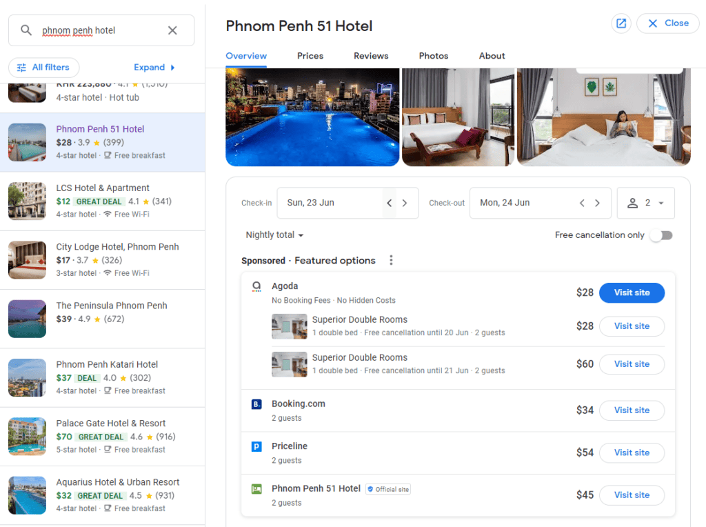 Exemple de disparité tarifaire